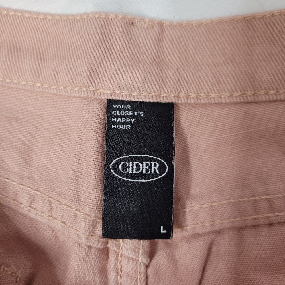 New Cider Pink Heart Pocket Front Button Denim Mini Skirt M — image 6 of 8
